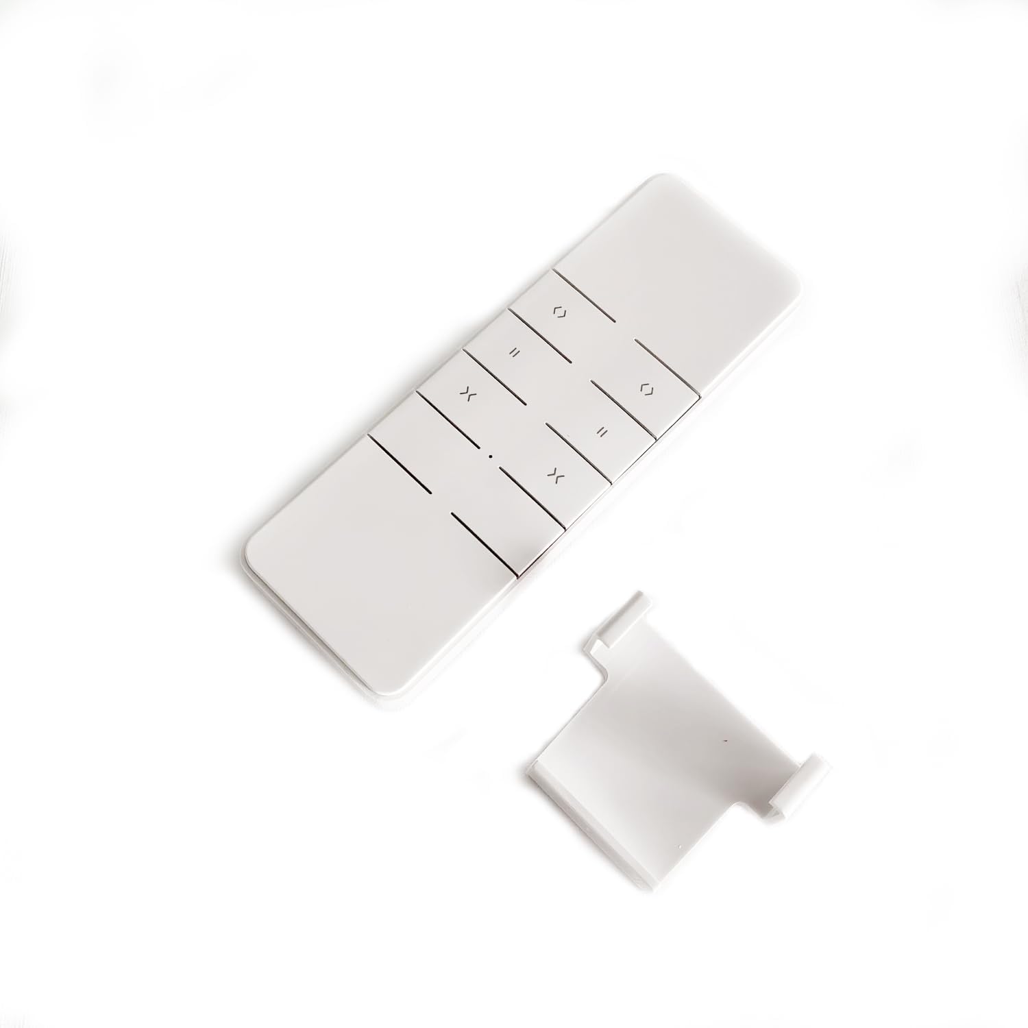 Front view of the Dooya DC2760 2-channel remote control, white with black buttons.