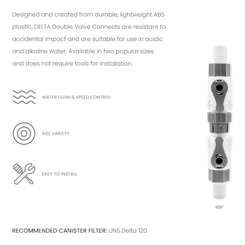 Image of Ultum Nature Systems Delta Quick Release Double Tap Valve for Aquarium Canister Filters (5 /8 inch (16 /22mm))