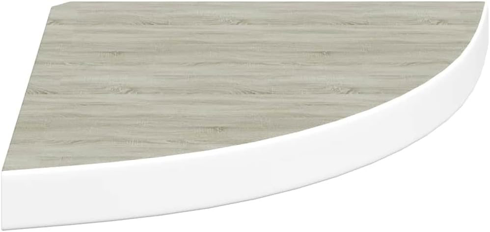 Wall Corner Shelf Oak and White, 13.7"x13.7"x1.4" MDF, Floating Display Ledge for Room Decor, Bathroom, Living Room Wall Shelves