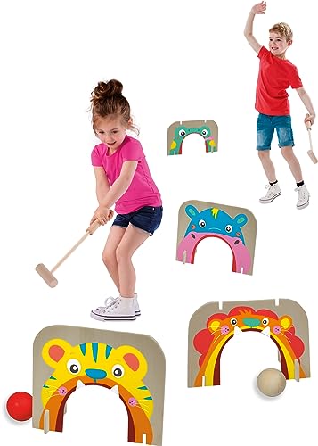 SES Creative 02293 Croquet and Bean Bag Toss - 2-in-1 Outdoor Game Set for Kids, Various Colours, Medium - Image 4