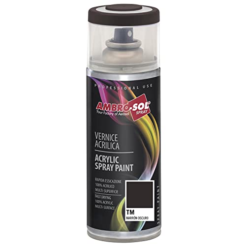 AMBRO-SOL - Pintura acrílica en spray, color Marrón oscuro TM, RAL , resultado profesional en múltiples superficies, exteriores e interiores, 400 ml