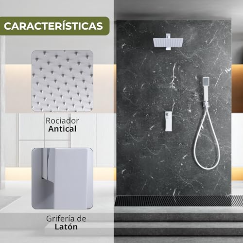 Éliminez le calcaire avec la douche encastrée blanche monocommande - 4