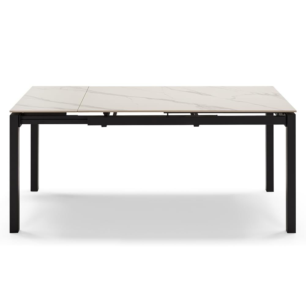 REDÒKASA Tavolo da pranzo allungabile 110x70 modello BORA in Grès Ceramico con allunga laterale 40 cm per sala da pranzo, cucina e soggiorno, design moderno (Marmo di Carrara)