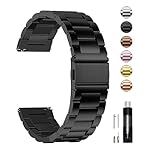 Fullmosa Watch Band, Quick Release Stainless Steel Replacement for Men Women, Metal Chain Watch Strap Width 16mm 18mm 19mm 20mm 22mm 24mm, Black, 22mm