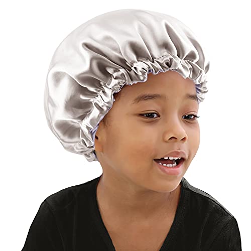 Image of Stain Bonnet Silk Sleep Cap Adjustable Satin Cap for Night Sleeping Hair Bonnet Reversible Double Layer