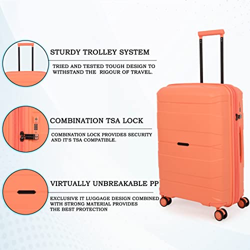 Image of it luggage Momentous Fusion Coral Set of 2-24 & 20 inches Cabin with Laptop Section and Medium Expandable Polypropylene Hardsided with TSA Lock & Wet Pouch Inside 8 Wheel Trolley Bag