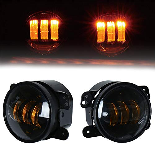 MOSTOP 4" LED Fog Light 2PCS 4 Inch Vehicle Front Fog Lamp Bulb Fog Driving Headlight Offroad Light for Wrangler Dodge Chrysler PT Cruiser 2PCS (Yellow)