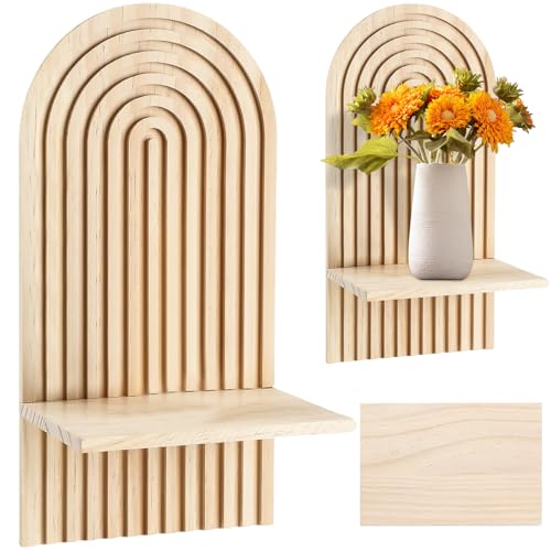 LUPATDY Estantería colgante bohemia, decoración de pared para dormitorio, estantería de pared, estantería de madera, estantería redonda flotante para balcón, habitación infantil, decoración de salón