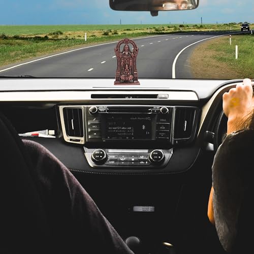 Image of anciently Tirupati Balaji Idol with Lakshmi for Car Dashboard | Venkateswara Idol with Lakshmi for Car Dashboard, Metal, 1 Piece (Copper Colour)