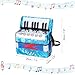 MECCANIXITY Accordion, 17 Keys 8 Bass Button Accordion Mini Musical Instrument Lightweight for Adults Beginners Educational, Sky Blue