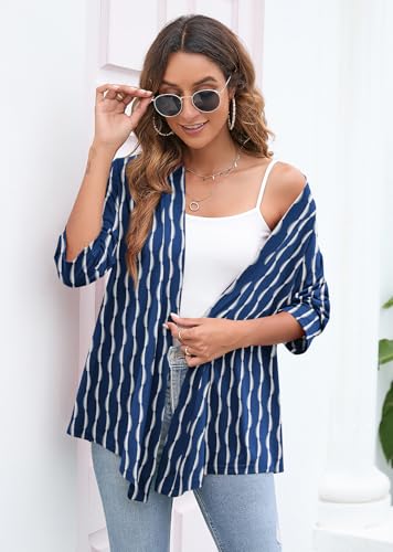 Image of Heymoments Women's Lightweight Open Front Cardigans 3 /4 Sleeve Casual Soft Drape Fall Cardigan S-2XL