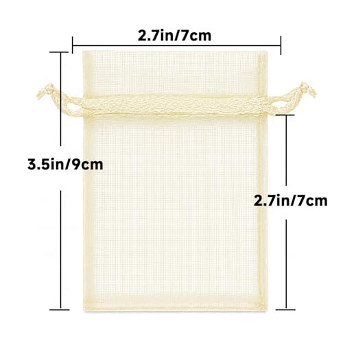 Image of joycraft Organza Bags 2.7x3.5 inch - Ivory Drawstring Gift Packaging Pouch with Breathable Mesh for Wedding Favors, Jewelry Display, Candy Bags | Reusable Craft Supplies, Small Business