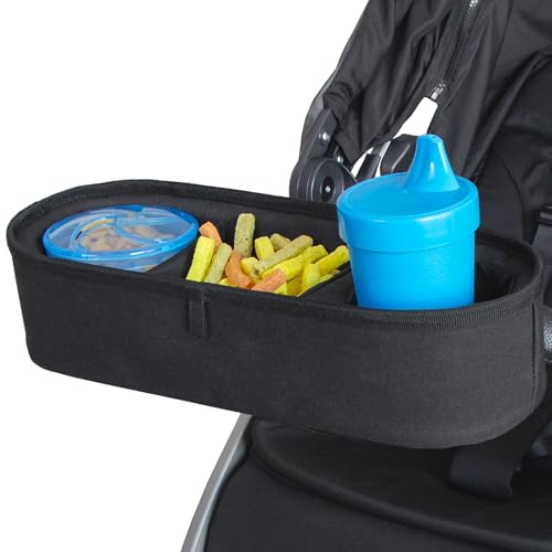 Image of Habitat Universal Stroller Snack Tray with Insulated Cup Holder - Divided Compartment with Secure Non-Slip Straps | Stroller Snack Tray Attachment Fits Most Strollers