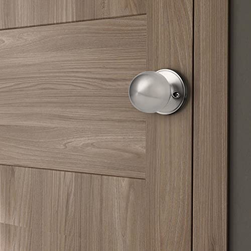 Probrico 4 Pack Dummy Door Knobs Brushed Nickel Finish, One Side Dummy Lever, Stainless Steel Half Handle For French Doors, Round Ball Knob #TOP4