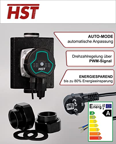 HST | Hocheffiziente Heizungspumpe | Umwälzpumpe | HST EPS 25-4/180 mm | Förderhöhe 4 Meter | Drehzahlregelung über PWM Signal