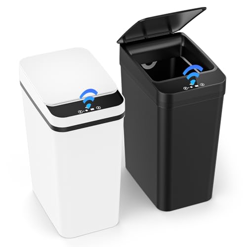 Dreamhigh® 2er Set Mülleimer mit Sensor, 12L Elektrischer Mülleimer mit Automatischem Deckel, Smart Mülleimesr mit 3 Öffnungsmodi, Leise & Wasserdicht für Küche, Bad, Büro, Wohnzimmesr