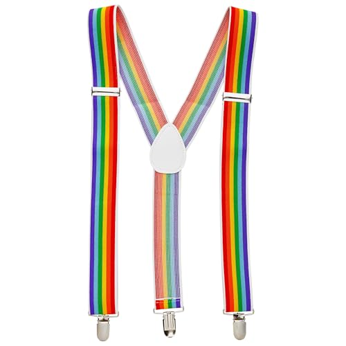 W WIDMANN MILANO Party Fashion 7983M - Hosenträger Regenbogen, Accessoire, Christopher Street Day, Gay Pride, Mottoparty, Karneval
