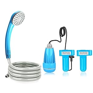 Camping Shower Portable Shower for Camping Outdoor Shower Camp Portable Shower Head Handheld Camping Shower Pump Powered by Upgraded Rechargeable Battery, 1 Year Warranty