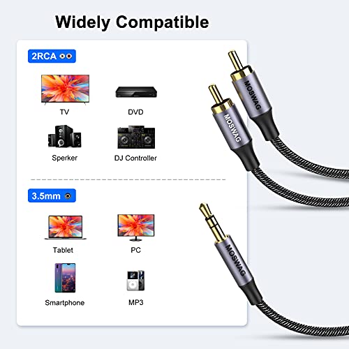 image for MOSWAG RCA Cable 3.3ft/1M,3.5mm Male to 2RCA Male Stereo Audio Adapter