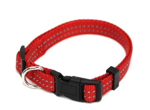 Love Story, Halsband aus Polyester, verstellbar, 30 > 45 cm x 15 mm, rot + reflektierende Nähte