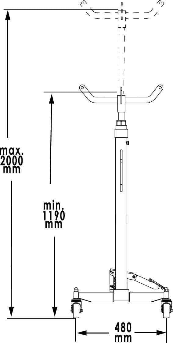 VIGOR Getriebeheber, 500 kg, V6029-0.5 | 27600 g, 500 kg Traglast, Für sichere Montage und Demontage von Getrieben, Netto-Gewicht (kg): 27.6 kg