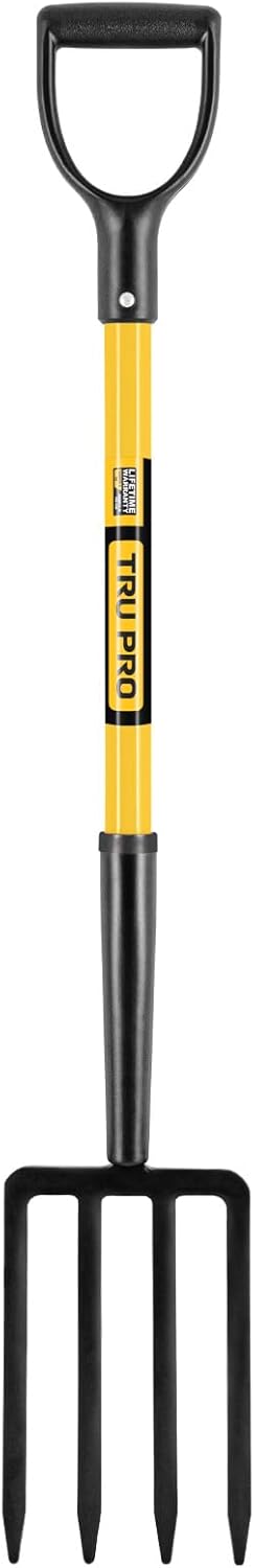 Truper TruPro Spading Fork, 4 Tines, 30-Inch Fiberglass D-Handle (Model BJ-4F / 30299)
