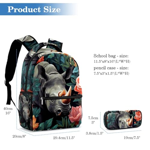 Sac à dos motif rhinocéros fleurs pour ne plus manquer de place - 2