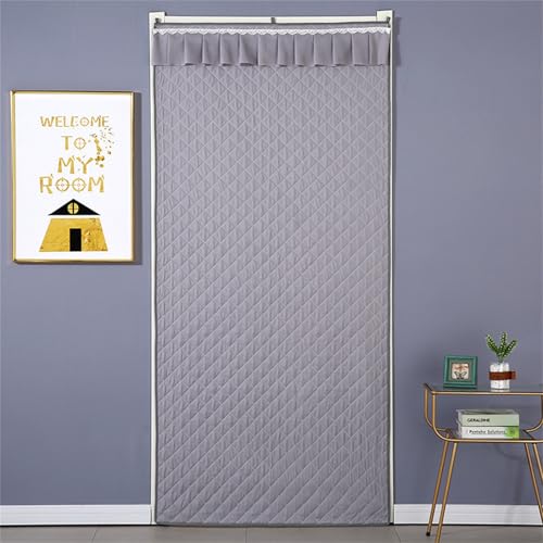 Surwin Cortina de Puerta Aislante Térmica, Invierno Cortina Termica Aislante Frio y Calor Cortina de Puerta con Aislamiento Acustico para Exterior Interior (90 * 200cm,Gris)