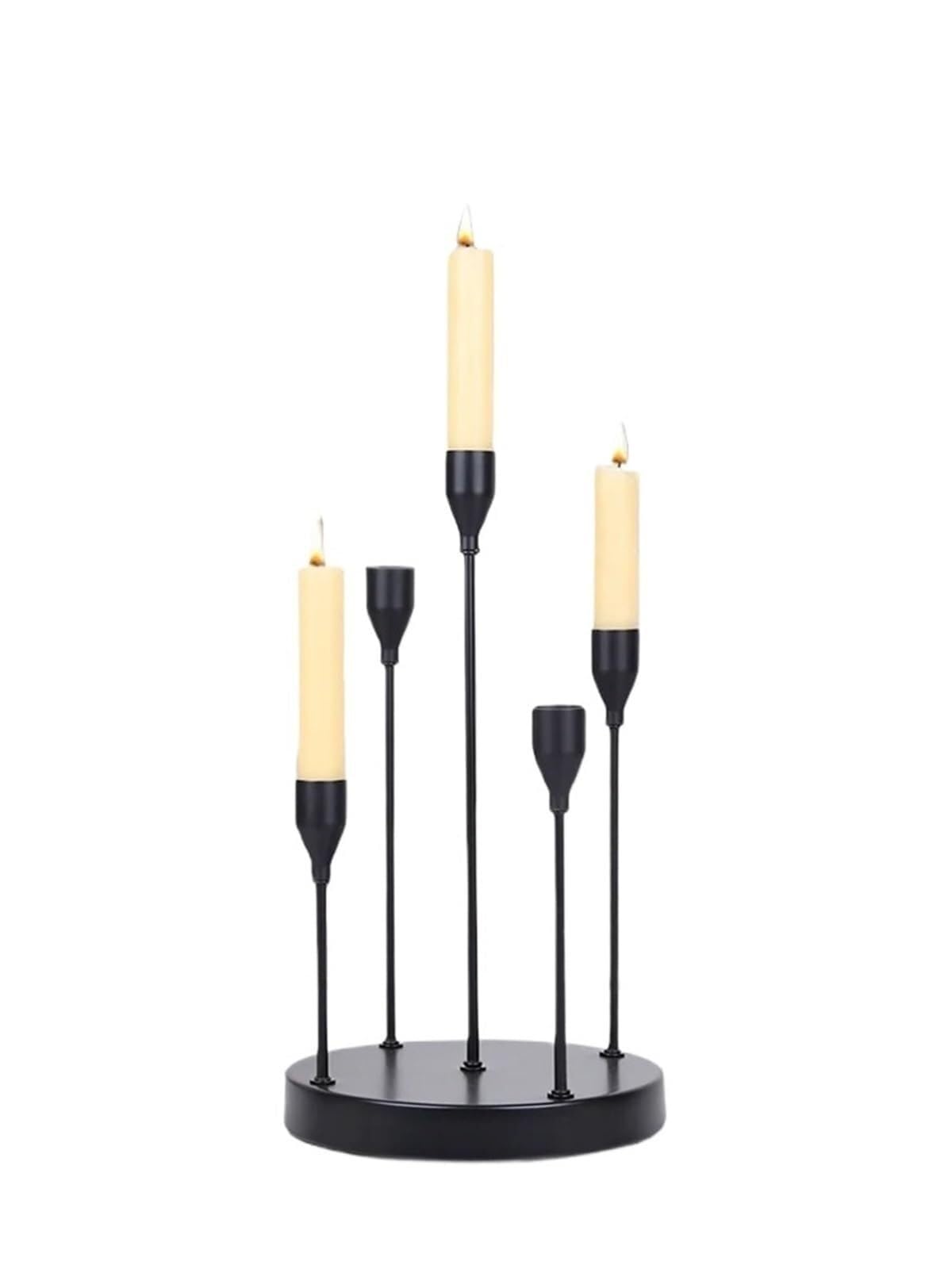 Candle Holders Iron Candlestick, Simple And Elegant, Suitable For Home And Restaurant Use, Creating A Romantic Atmosphere Without Candles(Black)
