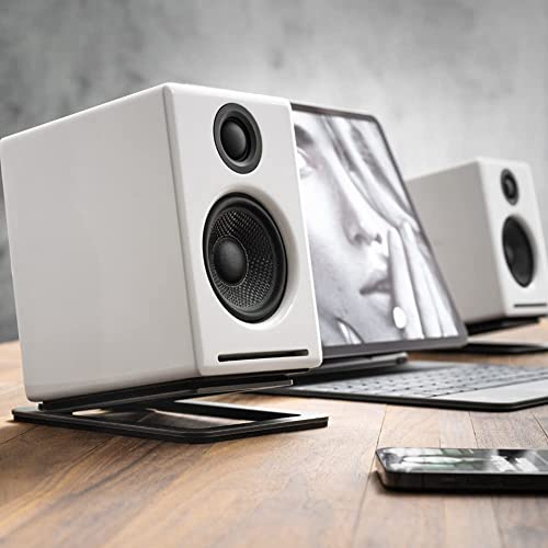 Soporte de altavoz de escritorio con base de metal angular negra 7