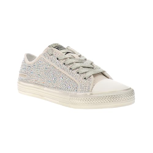 VINTAGE HAVANA Womens Starburst Rhinestone Lace Up Sneakers Shoes Casual - Beige2