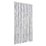 vidaXL Fliegenvorhang, Insektenschutz für Haus Mobilheim Wohnwagen, Türvorhang mit Haken, Fadenvorhang Insektenvorhang, Grau Weiß Chenille