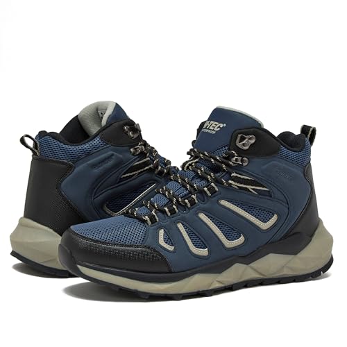 Image of HI-TEC Valley Geo Mid Waterproof Hiking Boots for Men, Lightweight Breathable Outdoor Trekking and Trail Sneakers