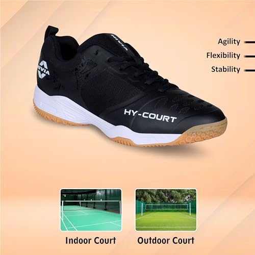 Image of NIVIA HY-Court 2.1 Badminton Shoes for Men | Ultimate Footwear for Court Mastery | Padel Shoes | Pickleball Shoes | Non-Marking Court Shoes | Unleash Your Full Court Potential | (Navy Blue /Red /Yellow /Black)