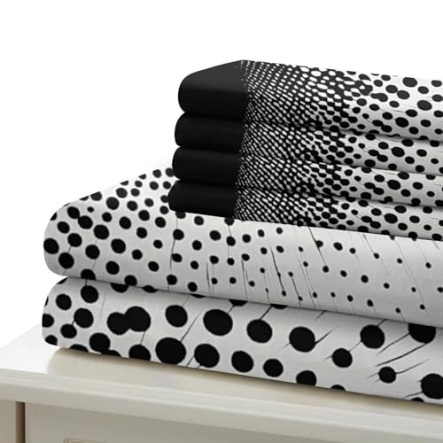 Drap de couette microfibre 260x220cm motif abstrait 3D noir et blanc - 7