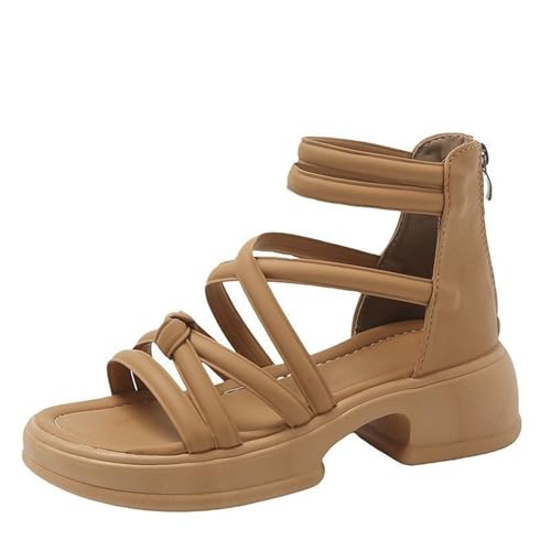 Women's Flat Sandal Open Toe Cross Strap Zipper Back Flatform Wedge Sandals For Dressy Formal Daily Work Party Dress