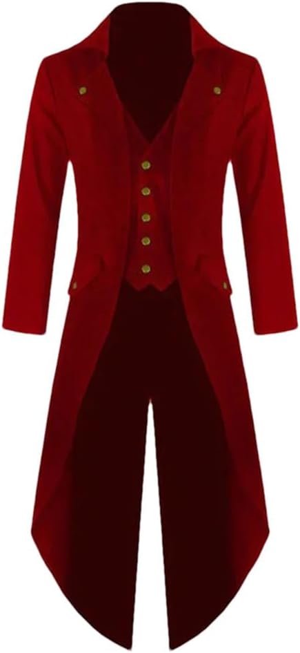 Mens Steampunk Medieval Tailcoat Jacket Gothic Windbreaker Coat Cape Fashion Cloak Jacket Victorian Frock Coat