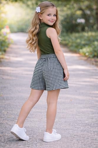 Image of Girl's Solid Cotton Blend Style Top and Shorts Set