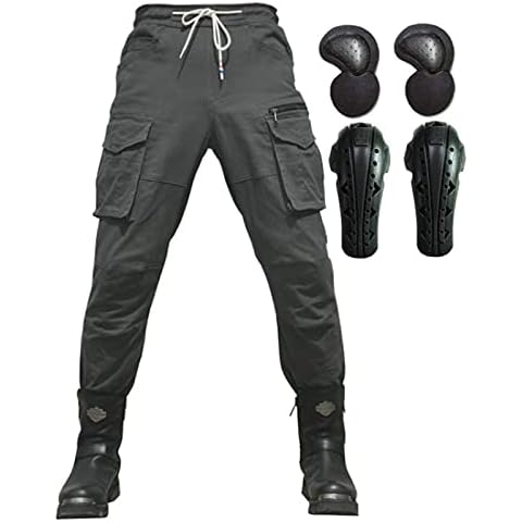 SHAIYOU Mens Motorcycle Pants,Motorbike Trousers Heavy Duty Biker Jeans Protections Combat Touring Trouser Armoured Cargo Pants with Zip Pockets (Grey,M) Cover