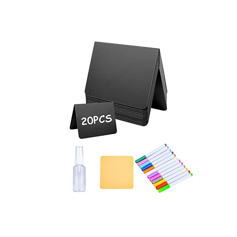 20PCS Mini Chalkboard Signs for Food, Reusable and Reserved Table Signs, Food Labels for Party Buffet, Easy to Write and Wipe Out, Catering Supplies Buffet Display, Place Cards