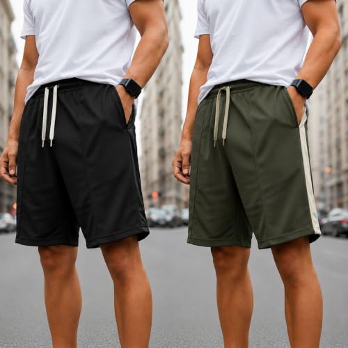 Image of Mack Jonney Men's Shorts Pack of 2 | Comfortable Casual, Sports & Lounge Shorts for Men | Regular Fit-MJ .3