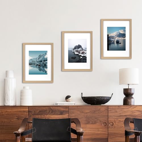 KAIWIN Picture Frame Grey A3 Set of 3-21x30 cm (A4) with Mat, Photo frame with acrylic glass for hanging for photos posters, puzzles - Image 3