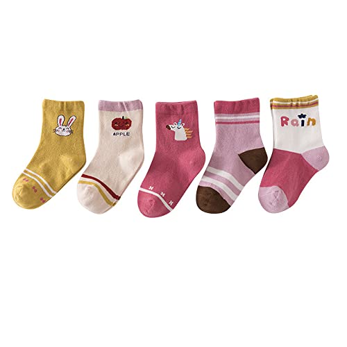キッズ ソックス 靴下 キッズガールズボーイズ男の子女の子新生児 綿5足セットカラフルウサギ柄L