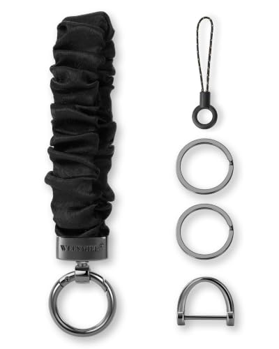 Image of WEESMILE Scrunchie Keychain Wristlet for Car Key Chain with D Key Ring