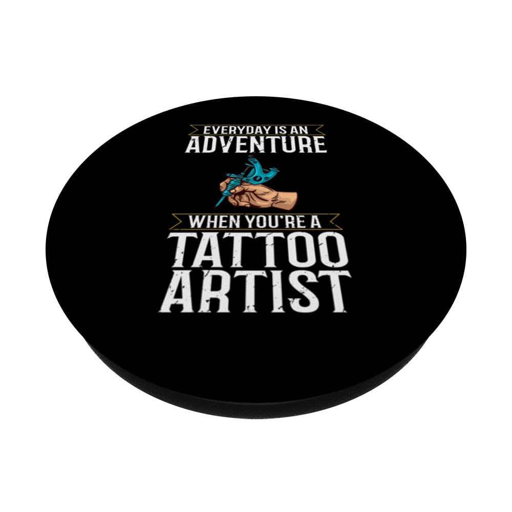 Tattoo Artist Professional Artistic Tattooist Tattoing PopSockets Swappable PopGrip, Black - Image 2