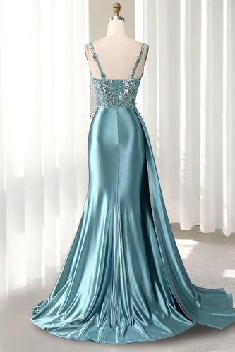 Spaghetti Straps Satin Prom Dress 2025 for Teens Mermaid Evening Party Gowns Sequin Lace Formal Dresses LL-M0542