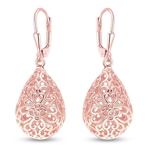 Image of TRUESILVER ACPL 925 Sterling Silver Filigree Drop Earrings for Women & Girls | Elegant Dangle Leverback Earrings | Stylish Everyday & Gift Jewelry