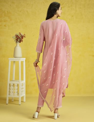 Image of Kaari Women's Embroidered Kurti Set with Dupatta | Ethnic Suits with Embellished Dupatta | Everyday and Festive Kurti Set for Women