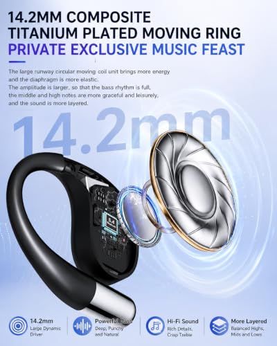 Image of U30 OWS Open Ear Wireless Earbuds with Display, ENC Mic for Crystal-Clear Calls, 60hr Playtime with Type-C Fast Charging, BT5.4 Gaming Bluetooth Earphones, Touch Control Sports Headphone, PURPLE