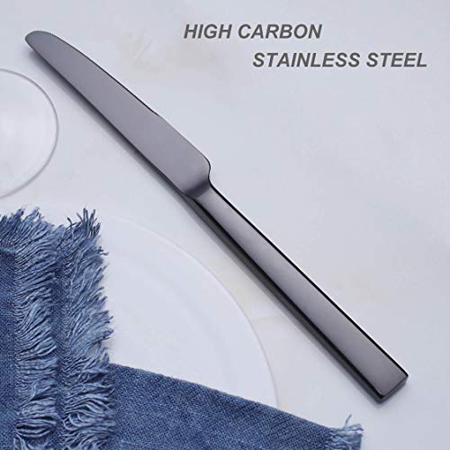 image for OMGard Black Dinner Knife Set, 6 Piece Premium High Carbon Stainless S